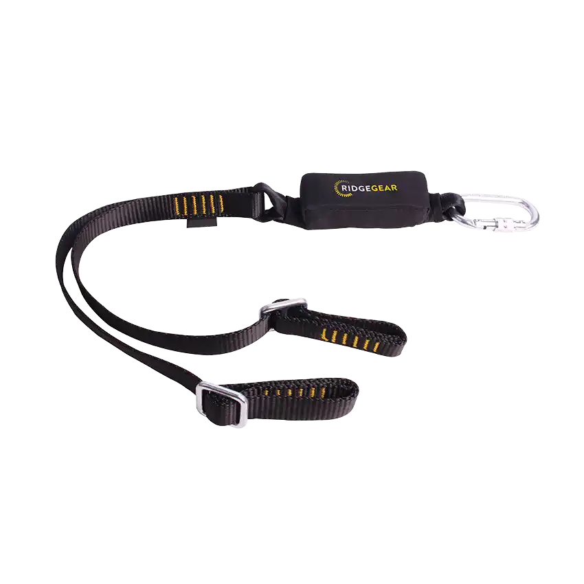 Twin Leg adjustable Lanyard with Shock Absorber 1.8mtr. C/W 1 x RGK1 & 2 x RGK11 Scaffold Hooks